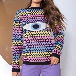 Rolp Tricot Chevron Colorful Eye Graphic Sweater
